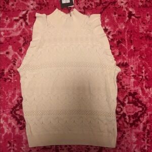 New- Who What Wear Cream Sleeveless Knit Top